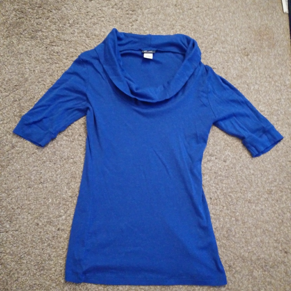 Blue Turtleneck Blouse